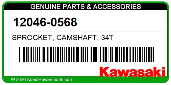 Kawasaki 12046-0568 Sprocket, Camshaft, 34T