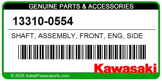 Kawasaki 13310-0554 Shaft, Assembly, Front, Eng, Side