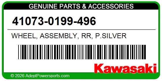 Kawasaki 41073-0199-496 Wheel, Assembly, Rr, P.Silver