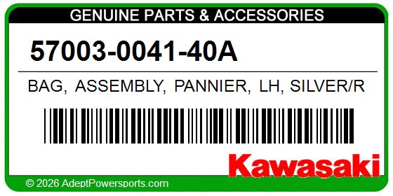 Kawasaki 57003-0041-40A Bag, Assembly, Pannier, Lh, Silver/Red