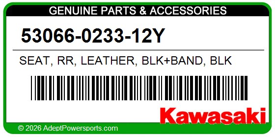 Kawasaki 53066-0233-12Y Seat, Rr, Leather, Blk+Band, Blk