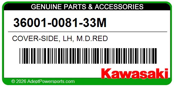 Kawasaki 36001-0081-33M Cover-Side, Lh, M.D.Red