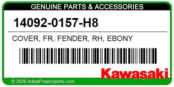 Kawasaki 14092-0157-H8 Cover, Fr, Fender, Rh, Ebony
