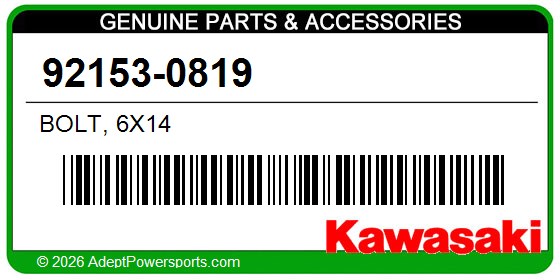 Kawasaki 92153-0819 Bolt, 6X14