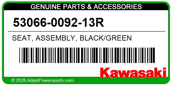Kawasaki 53066-0092-13R Seat, Assembly, Black/Green