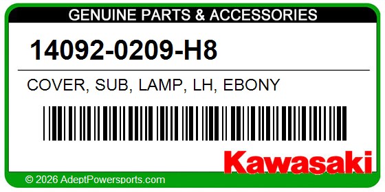 Kawasaki 14092-0209-H8 Cover, Sub, Lamp, Lh, Ebony