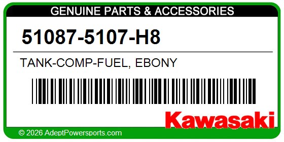 Kawasaki 51087-5107-H8 Tank-Comp-Fuel, Ebony