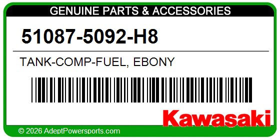 Kawasaki 51087-5092-H8 Tank-Comp-Fuel, Ebony
