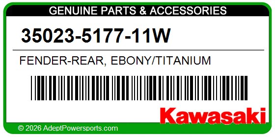 Kawasaki 35023-5177-11W Fender-Rear, Ebony/Titanium