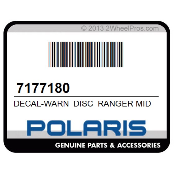 Polaris 7177180 Decal-Warn Disc Ranger Midcrew