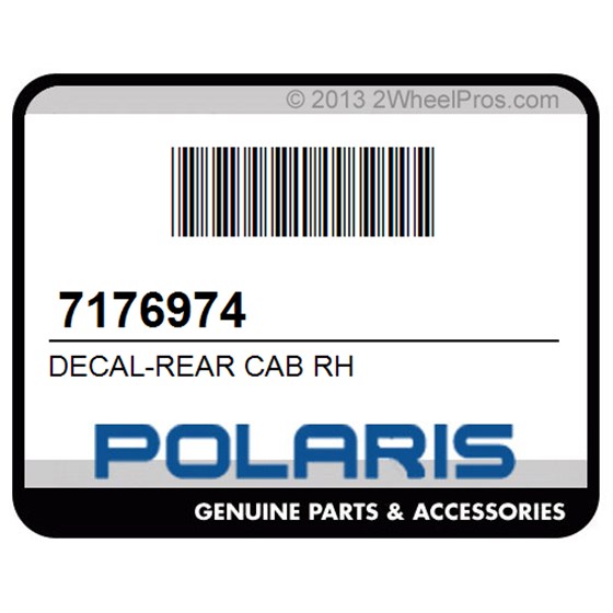 Polaris 7176974 Decal-Rear Cab Rh