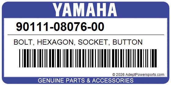 Yamaha 90111-08076-00 Bolt, Hexagon, Socket, Button
