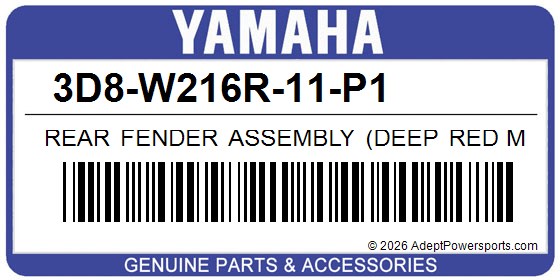 Yamaha 3D8-W216R-11-P1 Rear Fender Assembly (Deep Red Metallic K)