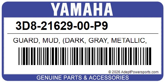 Yamaha 3D8-21629-00-P9 Guard, Mud, (Dark, Gray, Metallic, G)