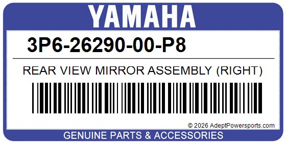 Yamaha 3P6-26290-00-P8 Rear View Mirror Assembly (Right) (Silver 3)