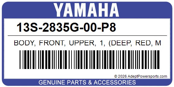 Yamaha 13S-2835G-00-P8 Body, Front, Upper, 1, (Deep, Red, Metallic, K)