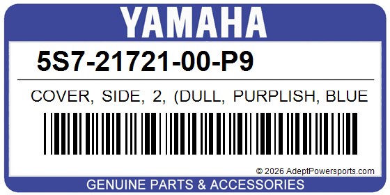Yamaha 5S7-21721-00-P9 Cover, Side, 2, (Dull, Purplish, Blue, Metallic, X)