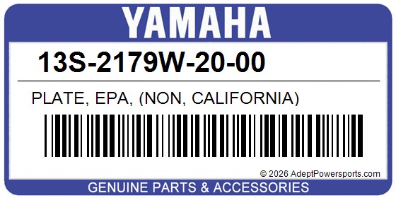 Yamaha 13S-2179W-20-00 Plate, Epa, (Non, California)