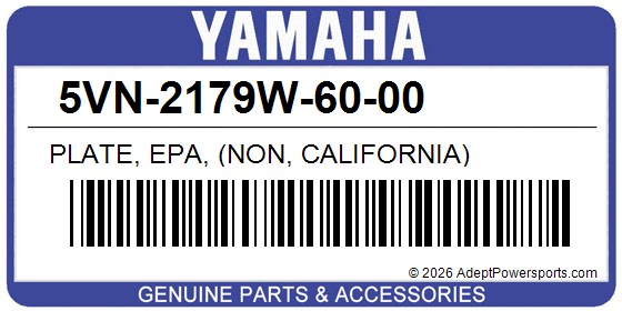 Yamaha 5VN-2179W-60-00 Plate, Epa, (Non, California)