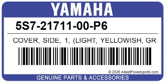 Yamaha 5S7-21711-00-P6 Cover, Side, 1, (Light, Yellowish, Gray, Me, 9)