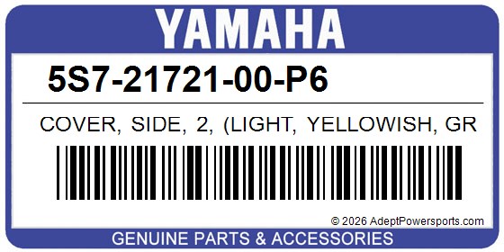 Yamaha 5S7-21721-00-P6 Cover, Side, 2, (Light, Yellowish, Gray, Me, 9)