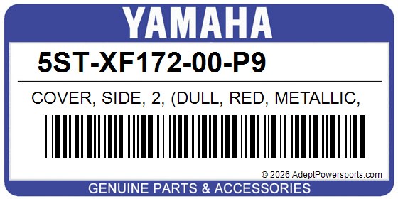 Yamaha 5ST-XF172-00-P9 Cover, Side, 2, (Dull, Red, Metallic, D)