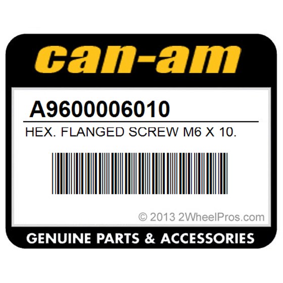 Can-Am A9600006010 Hex. Flanged Screw M6 X 10. Not Illustrated