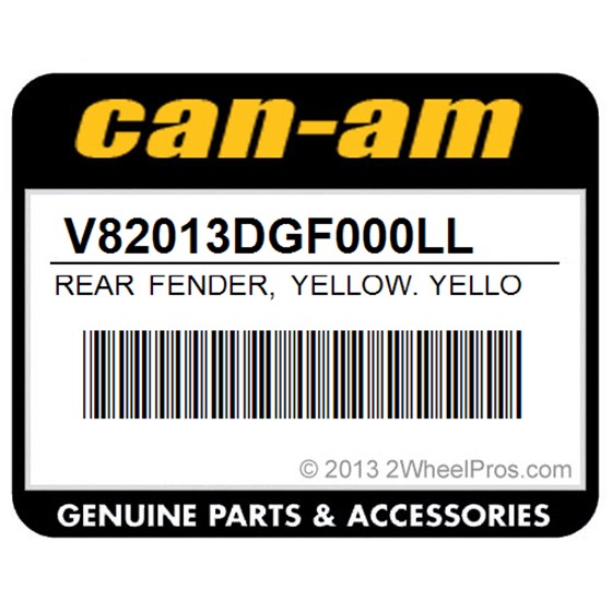 Can-Am V82013DGF000LL Rear Fender, Yellow. Yellow Model