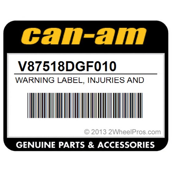Can-Am V87518DGF010 Warning Label, Injuries And Passenger. English Version
