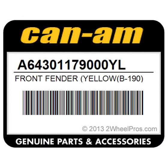 Can-Am A64301179000YL Front Fender (Yellow(B-190)