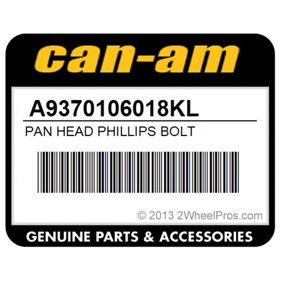 Can-Am A9370106018KL Pan Head Phillips Bolt