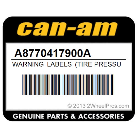 Can-Am A8770417900A Warning Labels (Tire Pressure And Passen