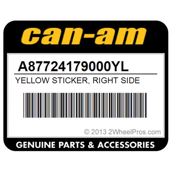 Can-Am A87724179000YL Yellow Sticker, Right Side