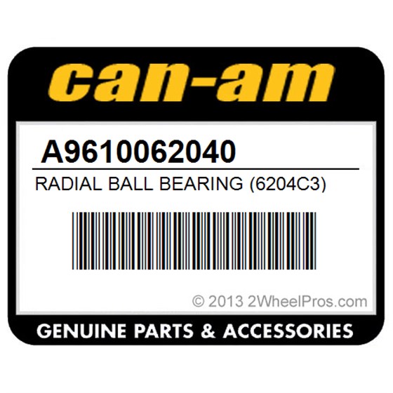 Can-Am A9610062040 Radial Ball Bearing (6204C3)