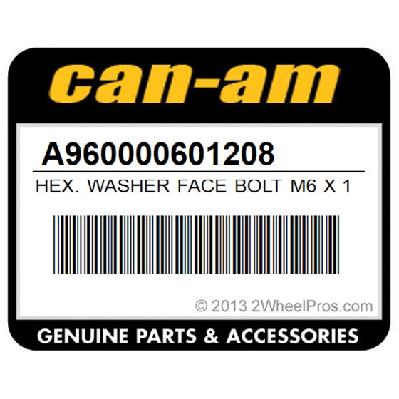 Can-Am A960000601208 Hex. Washer Face Bolt M6 X 12