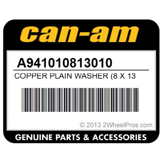 Can-Am A941010813010 Copper Plain Washer (8 X 13 X 1)