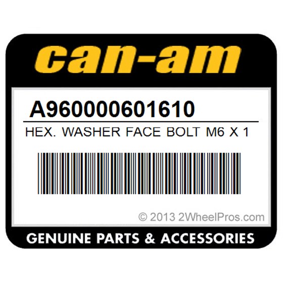 Can-Am A960000601610 Hex. Washer Face Bolt M6 X 16