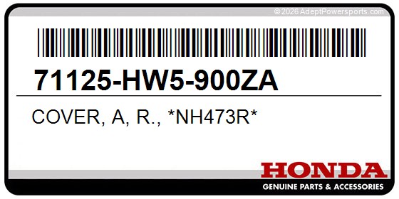 Honda 71125-HW5-900ZA Cover, A, R., *Nh473r*