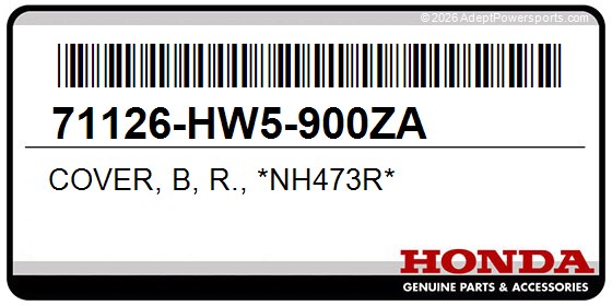 Honda 71126-HW5-900ZA Cover, B, R., *Nh473r*
