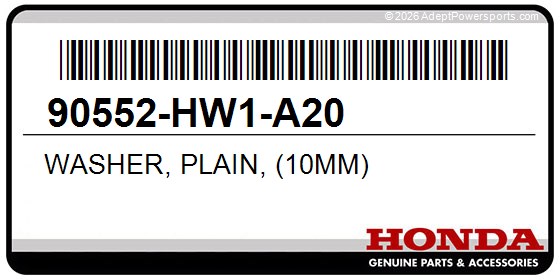 Honda 90552-HW1-A20 Washer, Plain, (10Mm)