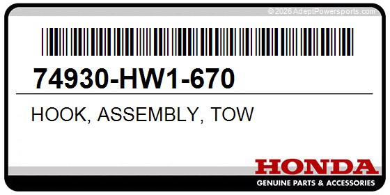 Honda 74930-HW1-670 Hook, Assembly, Tow