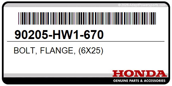 Honda 90205-HW1-670 Bolt, Flange, (6X25)
