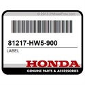 Honda 81217-HW5-900 Label