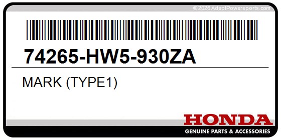 Honda 74265-HW5-930ZA Mark (Type1)