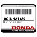 Honda 90018-HW1-670 Bolt, Flange, (6X25)