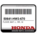 Honda 50641-HW3-670 Floor, Mat, L., Rr., Si