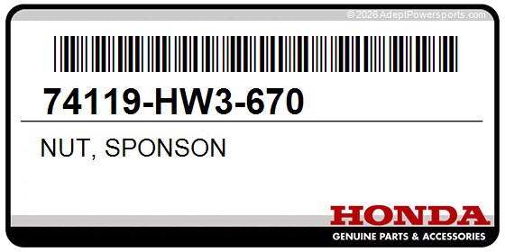 Honda 74119-HW3-670 Nut, Sponson