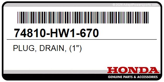 Honda 74810-HW1-670 Plug, Drain, (1")