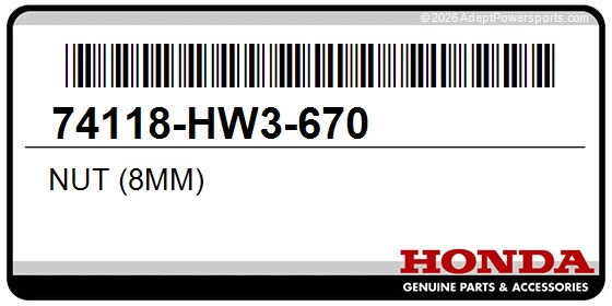 Honda 74118-HW3-670 Nut (8Mm)