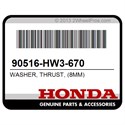 Honda 90516-HW3-670 Washer, Thrust, (8Mm)